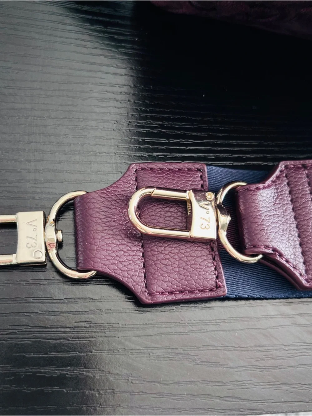 V°73 Italy Burgundy Velvet Crossbody Bag Wide Logo Strap NWT - Picture 9 of 16